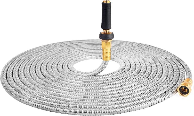 Photo 1 of 304 Stainless Steel Garden Hose, Lightweight Metal Hose 50 ft 