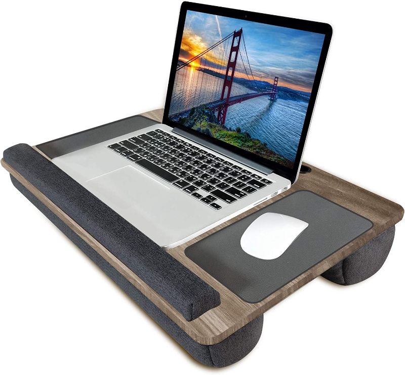 Photo 1 of Lap Desk, Kavalan Portable Laptop Desk with Pillow Cushion & Handle, Design w/Tablet & Phone & Gadget Slot, Right & Left Handed Mousepad, Ergonomic Wrist Pad, Fit up to 17.3 inch Laptop, Oak
