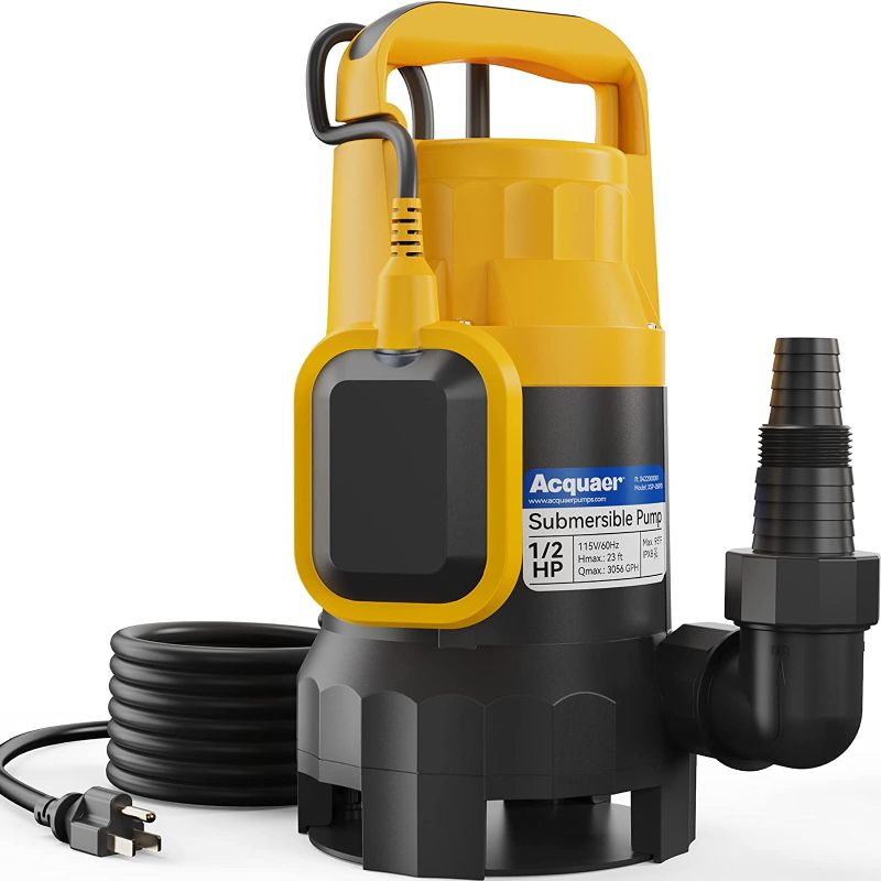 Photo 1 of Acquaer 1.2HP Sump Pump 5722GPH Submersible Pump with Automatic Float Switch, Clean/Dirty Water Removal for Basement, Hot Tub, Pools, Garden Pond