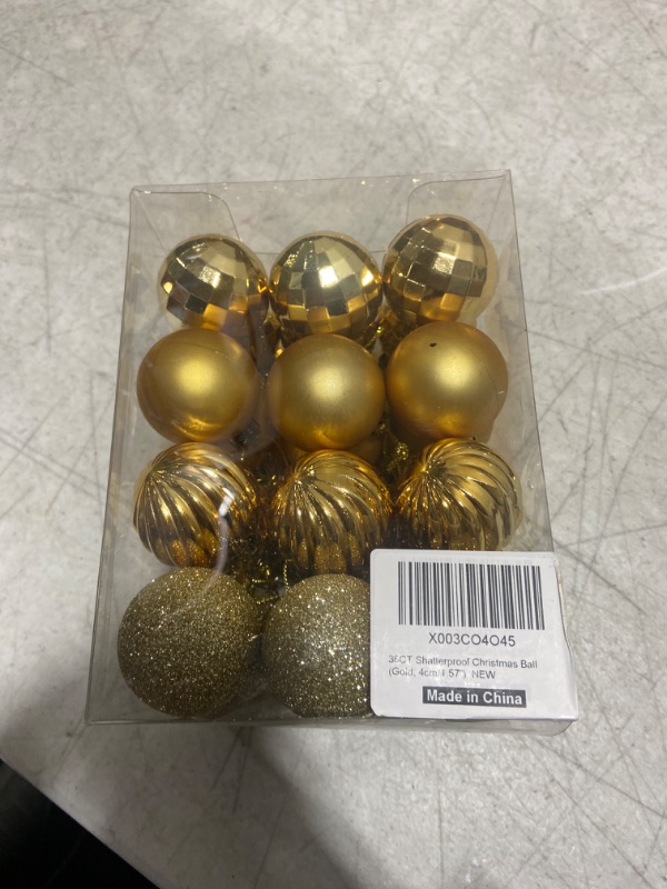 Photo 2 of 40mm/1.57" Gold Christmas Balls 36pcs Christmas Tree Ornaments Set for Xmas Tree Holiday Party Wreath Garland Decoration Ornaments