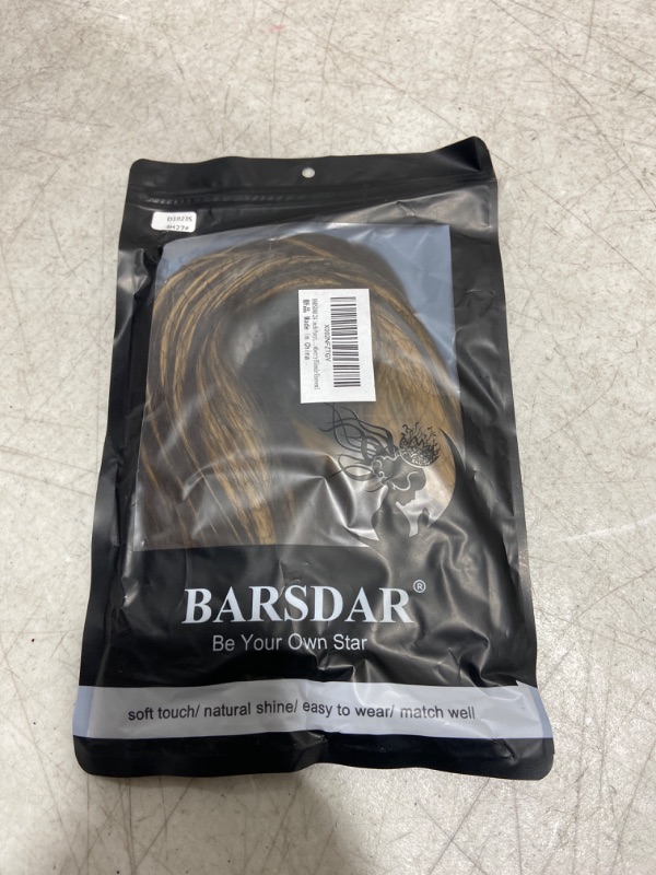 Photo 2 of BARSDAR 24 inch Ponytail Extension Long Straight Wrap Around Clip in Synthetic Fiber Hair for Women - Dark Brown mix Strawberry Blonde Unevenly 24 Inch Dark Brown mix Strawberry Blonde Unevenly