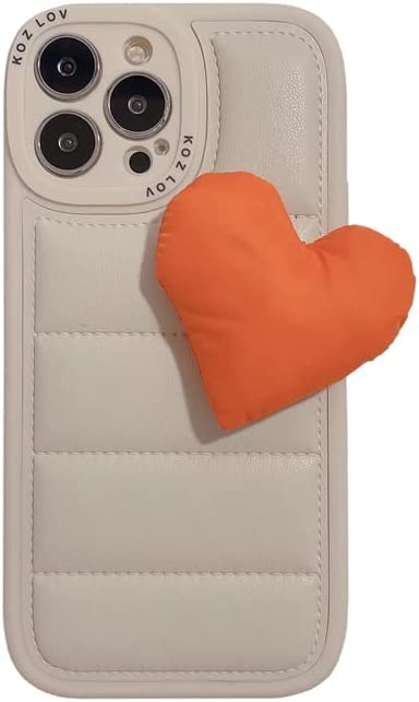 Photo 1 of batoivai for iPhone 12 Pro Max 6.7'' The Puffer Case for Apple 12ProMax 6.7 inch Cellphone Shell Cute Stereo Loving Heart Fashion White Down Jacket Soft Cover Filled with Cotton 