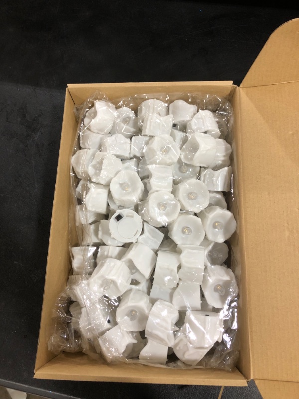 Photo 2 of 100 Pcs Flameless Tea Lights Candles LED Votive Candles Flickering Flameless Candles Warm White Light Battery Operated Candles for Wedding, Valentine's Day, Halloween, Christmas Party Decoration