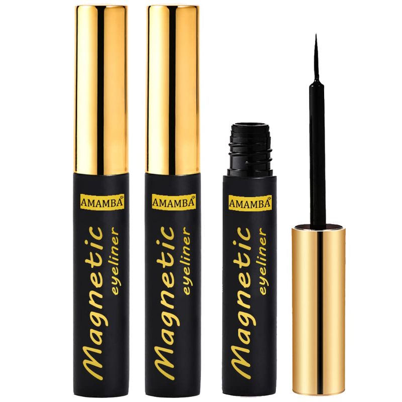 Photo 1 of Amamba Magnetic Eyeliner- Upgraded Strongest Hold, Waterproof and Smudge Resistant Magnetic liner, Premium Eyeline with Fine Brush Tip, No iron powder, Natural Look?3pcs?