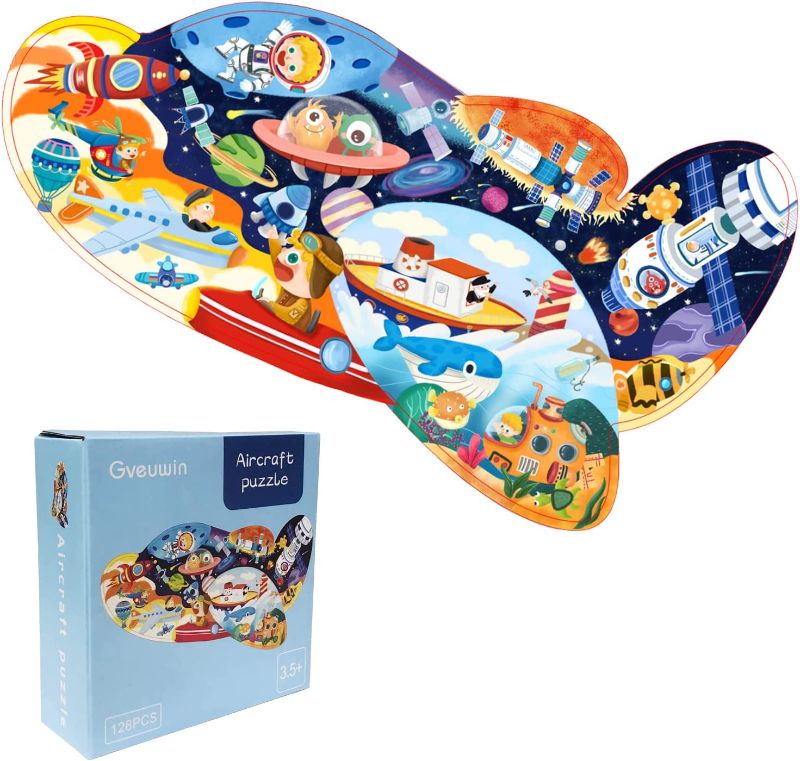 Photo 1 of 100 Pieces Jigsaw Puzzles for Kids Ages 4-8, 8-10, Spaceship Shaped Puzzles for Kids, Learning Educational Puzzles for Boys Girls Gifts 