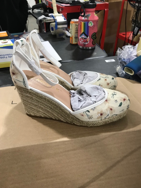 Photo 1 of Allegra K Women's Closed Toe Espadrille Platform Heels Lace Wedge Sandals 7.5 Green
