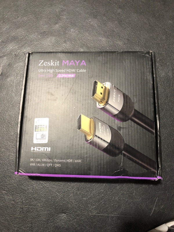 Photo 2 of Zeskit Maya 8K 48Gbps Certified Ultra High Speed HDMI Cable 16ft CL3 In Wall Rated, 4K120 8K60 eARC HDR HDCP 2.2 2.3 Compatible with Dolby Vision Apple TV 4K Roku Sony LG Samsung Xbox Series X PS4 PS5 https://a.co/d/6hz4bV1