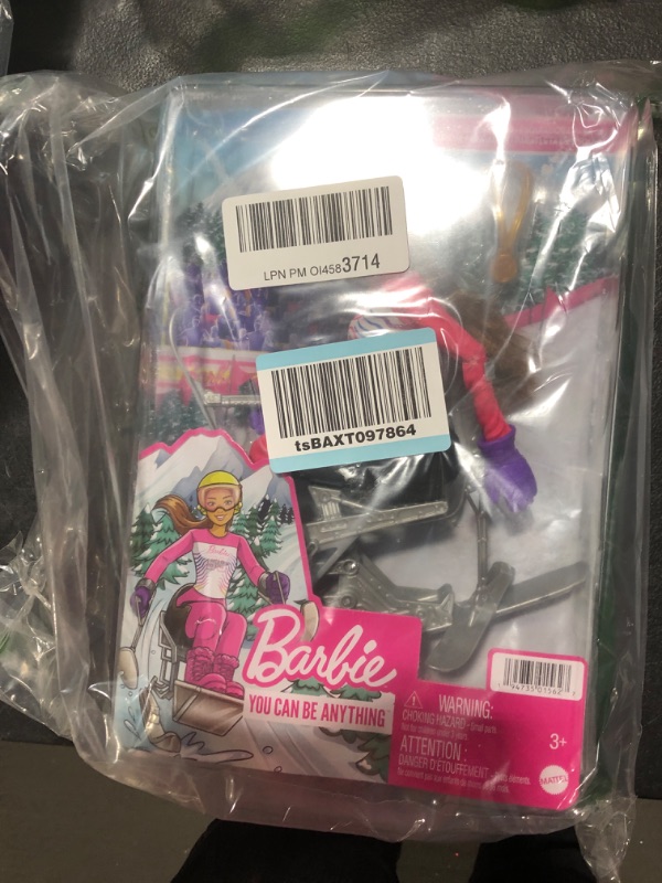 Photo 2 of Barbie Winter Sports para Alpine Skier Brunette Doll (12 in) with Shirt, Pants, Helmet, Gloves, Pole, Sit Ski & Trophy, Great Gift for Ages 3 and Up