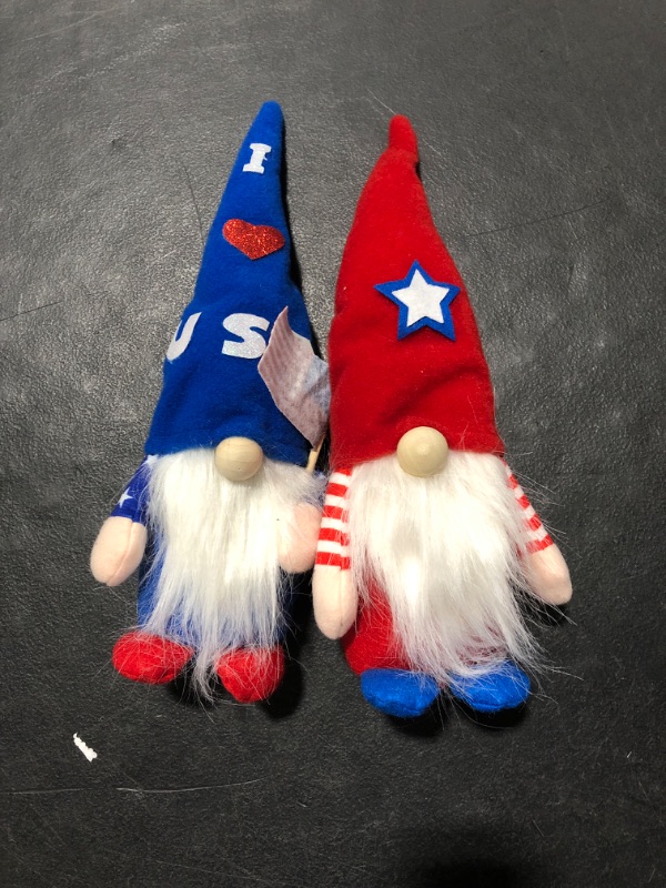 Photo 1 of 4th of July Gnomes Decorations for Home Patriotic Gnomes Plush Independence Day 2 Pack USA Gnome Tomte Plush Doll Handmade American Figurine Ornament for Kitchen Tiered Tray Decor 9''