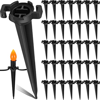 Photo 1 of 4.5 Inch Christmas Light Stakes C9 Yard Lawn Stakes Ground C7 Light Stake Universal Outdoor Lighting Outlet for Christmas Decorations Outdoor Garden Patio Path (Black, 90 Pack)
