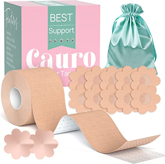 Photo 1 of CAURO Boob Tape for Contour Lift & Fashion, Boobytape Bra Alternative of Breasts, Body Tape for Large Breasts & Push up in All Fabric Dress Types, Waterproof Sweat-proof Invisible Under Clothing