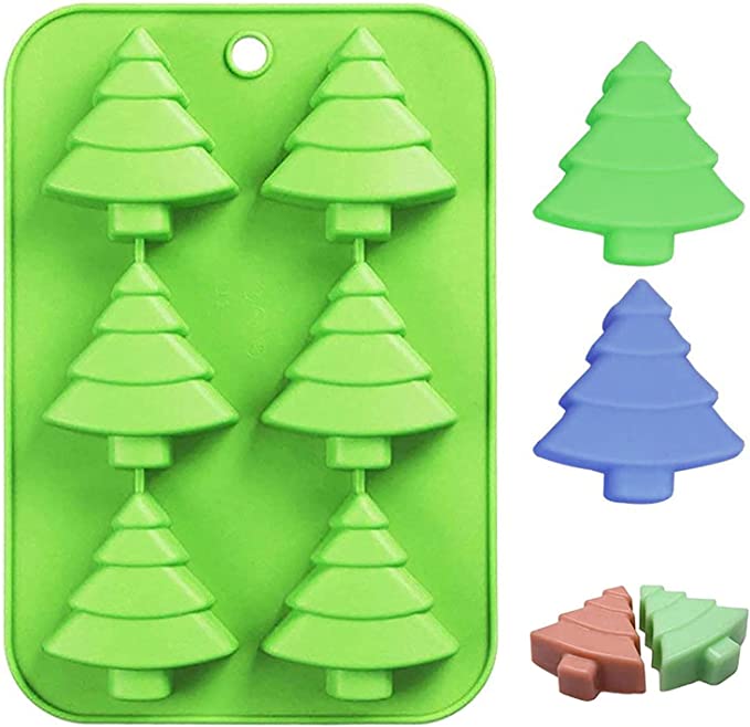 Photo 1 of  6 Christmas Tree Silicone Mold Cake Baking Mold Chocolate Candy Handmade Soap Ice Cube Biscuit Moulds No-Stick Christmas Baking Trays Pan