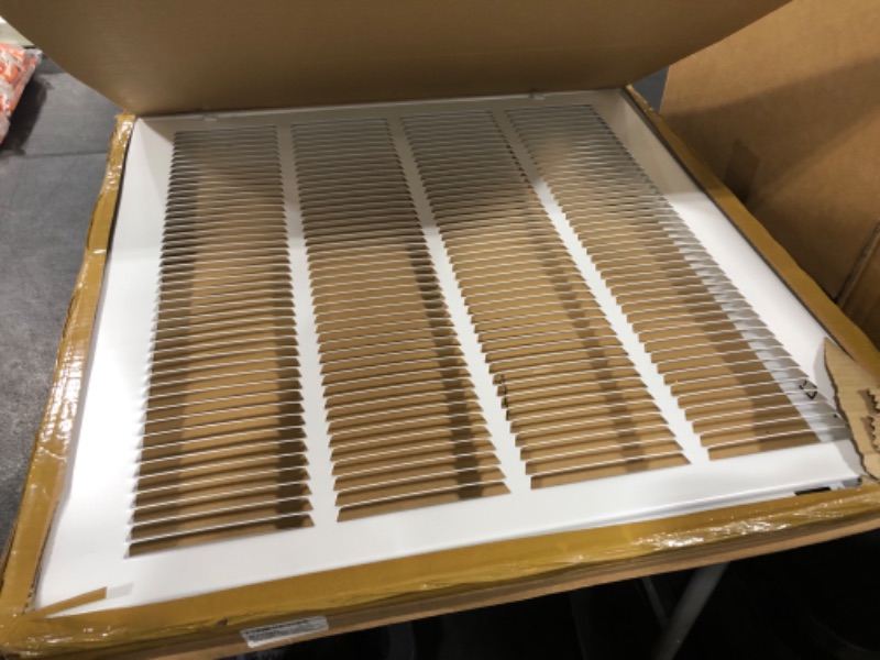 Photo 2 of 22" X 22" Steel Return Air Filter Grille for 1" Filter - Fixed Hinged - Ceiling Recommended - HVAC DUCT COVER - Flat" Stamped Face - White [Outer Dimensions: 24.5 X 23.75] 22 X 22