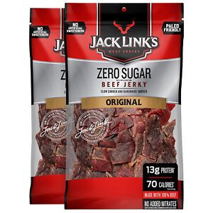 Photo 1 of 2 Packs of Jack Link Zero Sugar Beef Jerky