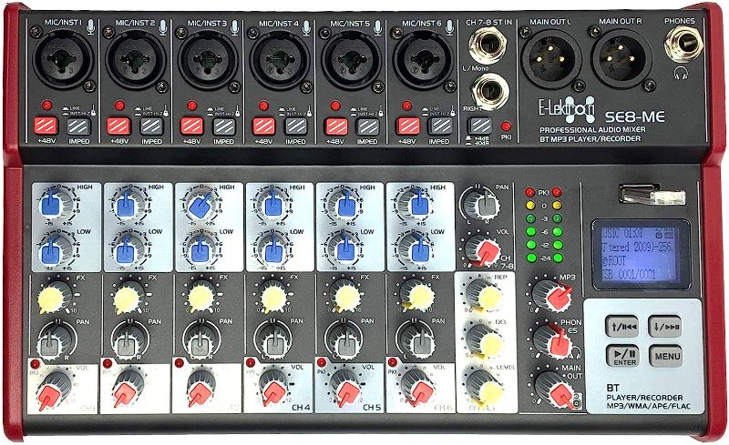 Photo 1 of E-Lektron SE-8 Live Mixer 6-Channel Mixer + USB/Bluetooth/Sound Card including Phantom
