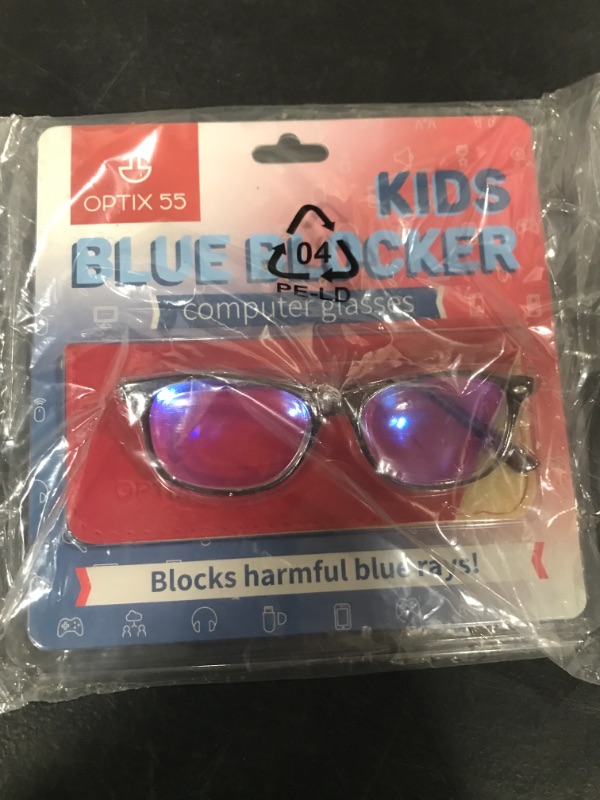 Photo 2 of Blue Light Blocking Glasses Girls & Boys | Anti Eyestrain Blue Light Glasses Kids Computer Gaming Glasses (Ages 3-10) | Flexible Grey Square Frames with Red Temples Video Phone Screen Eyeglasses