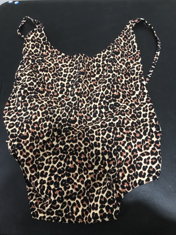 Photo 2 of American Apparel womens Cotton Spandex Sleeveless Deep Cut Bodysuit X-Large Cheetah