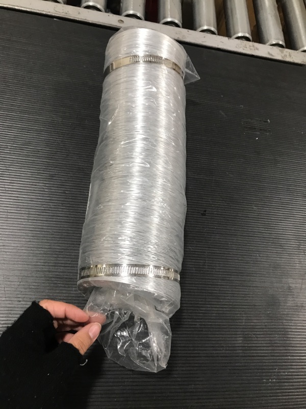 Photo 1 of 4 Inch Dryer Vent Hose?23FT Long Aluminum Ducting for HVAC Ventilation, Flexible Air Duct Hose for Ac Exhaust, Kitchens,Grow Tent,Green Houses, 2 Clamps Include