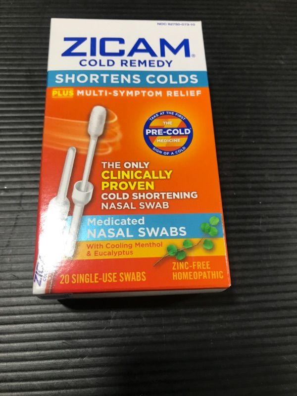 Photo 2 of Zicam Cold Remedy Nasal Swabs with Cooling Menthol & Eucalyptus, 20 Count (Pack of 1)