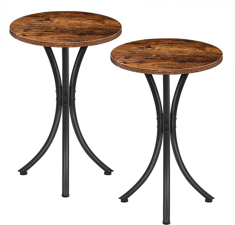 Photo 1 of (2 PACK) Round End Table, Industrial Sofa Couch Table, X Base Home Decor Accent Table
