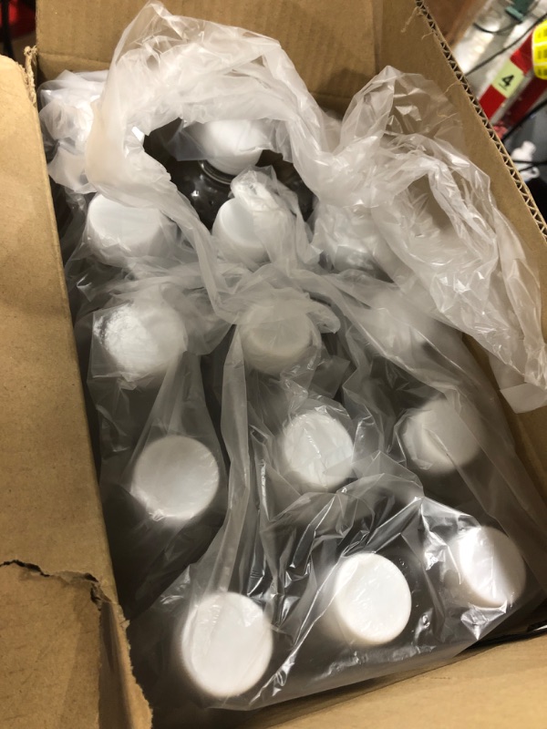 Photo 2 of 16 OZ Empty Plastic Juice Bottles Pack of 30 Clear Disposable Bulk Drink Bottles with White Tamper Evident Caps Lids (16 OZ, White) 16 OZ White