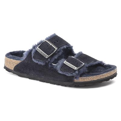 Photo 1 of BIRKENSTOCK Shearling Arizona Suede Leather Midnight Two-Strap Sandals size 10
