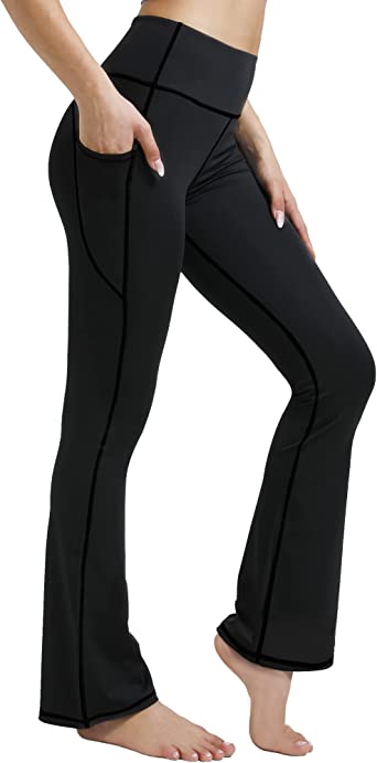 Photo 1 of ANAFETTIE Yoga Pants Bootcut for Women Flared Leggings High Waisted Stretch Workout Flare Pants (BLACK)