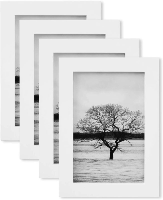 Photo 1 of 4x6 Picture Frames Set of 4 - Made of Solid Wood for Table Top Display and Wall Mounting photo frame White
