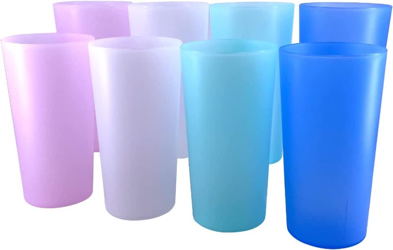 Photo 1 of AOYITE 26-ounce Drinking Cups set of 8, Easy to Clean & Dishwasher Safe Plastic Tumblers, Reusable and Unbreakable for Everyday Use(Bright Colors)
