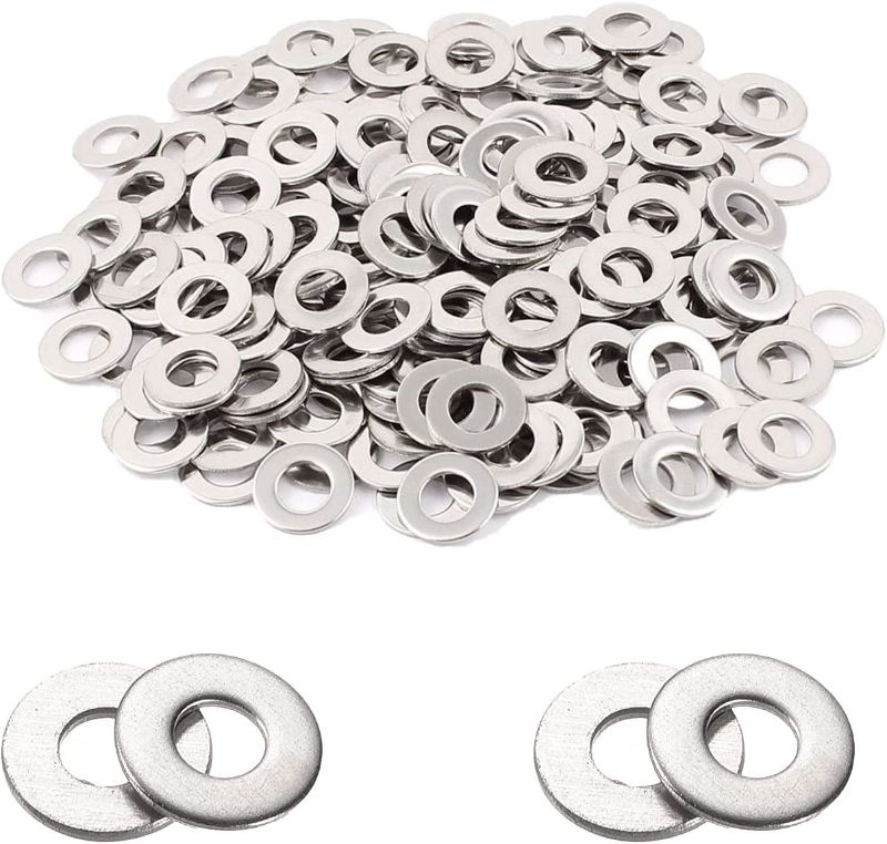 Photo 1 of 1/4" Stainless Flat Washer, SpzcdZa 120pcs 1/4” ID x 5/8” OD Washers for Screws,18-8(304) Stainless Steel Washers, Metal Washers for Bolts

