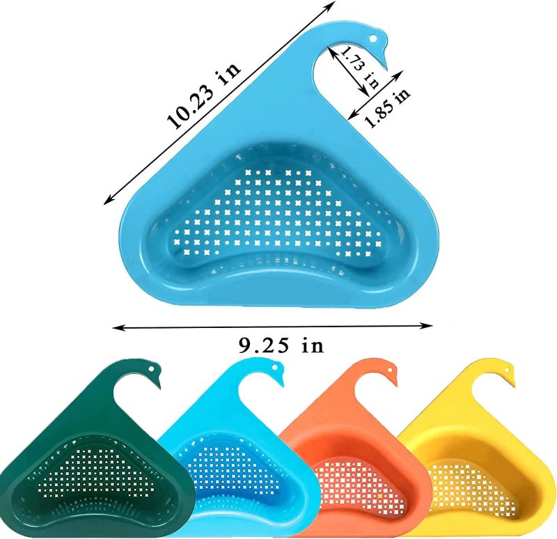 Photo 1 of 4PCS Kitchen Sink Drain Basket Swan Drain Rack, Corner Kitchen Sink Strainer Drain Cover Multifunctional Hanging Filtering Triangular Drain Shelf, Easy to Disassemble Fits All Sinks (light color)
