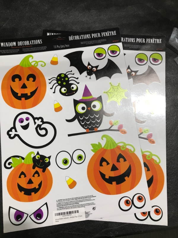 Photo 2 of 2 packs of Amscan Modern Halloween Vinyl Window Clings 15 Pieces