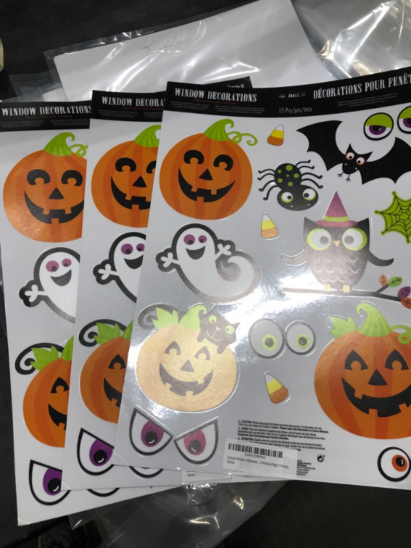 Photo 1 of 3 packs of Amscan Modern Halloween Vinyl Window Clings 15 Pieces