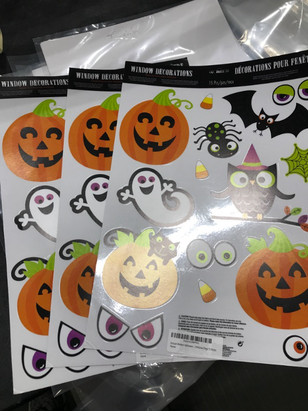 Photo 2 of 3 packs of Amscan Modern Halloween Vinyl Window Clings 15 Pieces