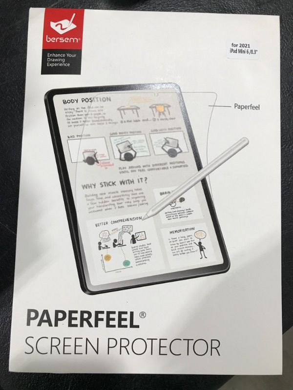 Photo 2 of BERSEM [3 Pack] Paperfeel Screen Protector Compatible with iPad Mini 6 (8.3 inch) 2021 Anti Glare for iPad Mini 6th Generation Drawing Bubble Free High Touch Sensitivity Case Friendly