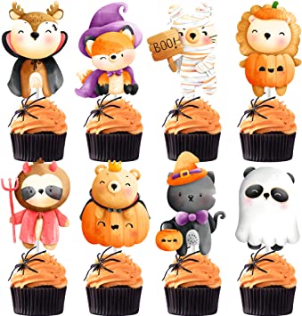 Photo 1 of 24Pcs Halloween Cupcake Toppers Halloween Party Decoration Kit Vampire Pumpkin Witch Zombie Cupcake Toppers for Halloween Themed Party Supplies