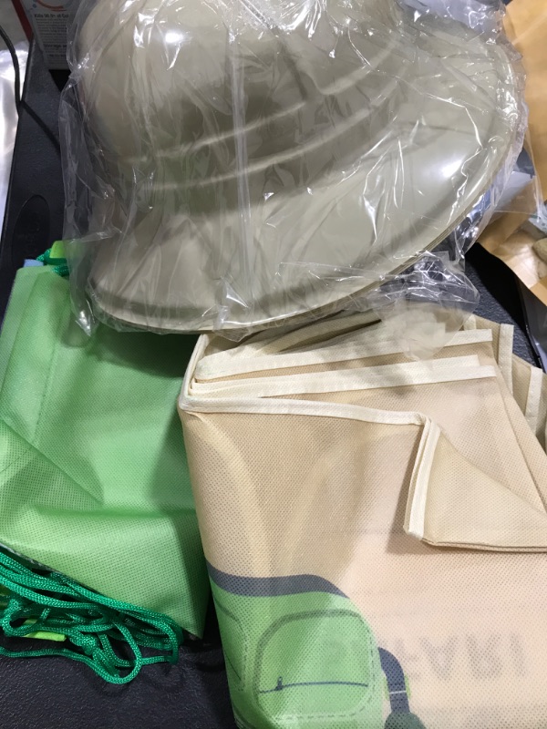 Photo 1 of 18 Pieces Halloween Kids Safari Party Costume with Adventure Vest and Hat Pith Helmets Jungle Drawstring Backpack Explorer Role Play Toy Supplies for Safari Birthday Party Supplies