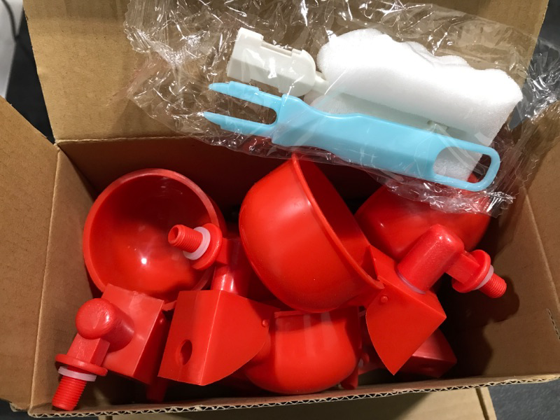 Photo 2 of 8 Pack Chicken Waterer Cup Automatic Waterer Kit for Poultry Float Style Gravity Feed with Mounting Hole Opener
