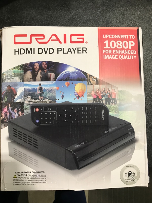 Photo 2 of Craig CVD401A Compact HDMI DVD Player with Remote in Black | Compatible with DVD-R/DVD-RW/JPEG/CD-R/CD-R/CD | Progressive Scan | Up-Convert to 1080p | HDMI & AV Cable Connection