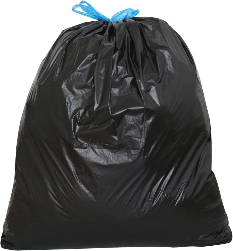 Photo 1 of 4-6 Gallon Drawstring Trash Bags?Strong Kitchen Trash Bags, Unscented Trash Can Liner (Black)
