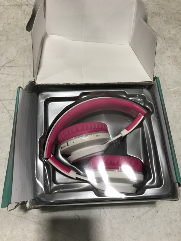 Photo 1 of Riwbox WT-7S Bluetooth Headphones Light Up, Foldable Stero Wireless Headset with Microphone and Volume Control for PC/Cell Phones/TV/iPad (Pink)