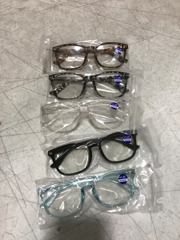 Photo 2 of CCVOO 5 Pack Reading Glasses Blue Light Blocking, Filter UV Ray/Glare Computer Readers Fashion Nerd Eyeglasses Women/Men (*C1 Mix, 1.25) *C1 Mix 1.25 x