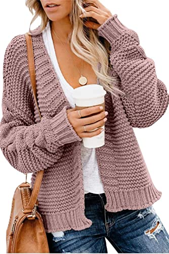 Photo 1 of BZB Women's Knit Cardigan Sweater Open Front Long Sleeve Cable Chunky Cardigan Loose Knitwear Outwear Coat