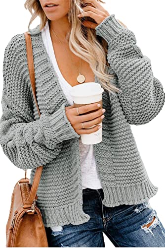 Photo 1 of BZB Women's Knit Cardigan Sweater Open Front Long Sleeve Cable Chunky Cardigan Loose Knitwear Outwear Coat 