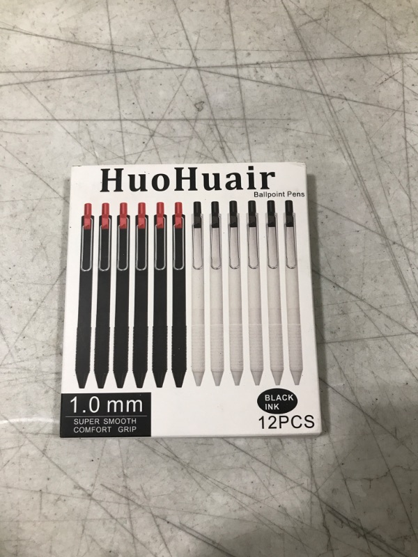 Photo 2 of HuoHuair Stress Relief Ballpoint Pens Medium Point 1mm Black Ink Work Pen with Super Soft Grip Ball Point Pen Retractable Office Pens (Black ink (12-pack) Black 12 Count