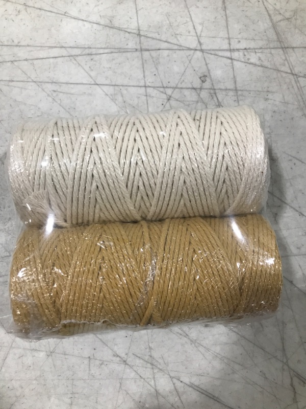 Photo 2 of 2 Pcs Natural Cotton Cord 3mm 109 Yards x 2, Macrame Cotton Cord for DIY Wall Hanging Coasters Plant Hanger ( Khaki, White )