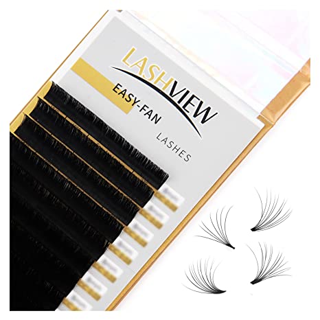 Photo 1 of  LASHVIEW Easy Fan Volume Lashes,Volume Lash Extensions,Easy Fan Lashes,Silk Individual Semi-permanent Handmade Soft Auto-Fan Eyelashes For Professional Salon Use (0.05-D, 15mm) 