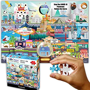 Photo 1 of  Think2Master Pandemic 250 Pieces Jigsaw Puzzle' for Kids 8+. Great Gift for Friends & Family. Shows The Events of 2020 & 2021 Including Toilet Paper Shortage, Protest, face mask Size: 14.2” X 19.3” 