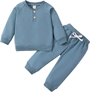 Photo 1 of  ADXSUN Toddler Baby Boys Girls Clothes Long Sleeve Top+Casual Pants Baby Sweatsuits Winter Solid Color Unisex Fall outfits 12-18M