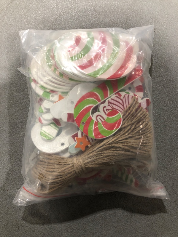Photo 2 of  Fovths 48 Pieces Christmas Decorations Candy Tree Ornaments Lollipop Gingerbread Candy Christmas Ornaments Colorful Candy Cane Decorations with Ropes for Xmas Tree Party Funny Style 